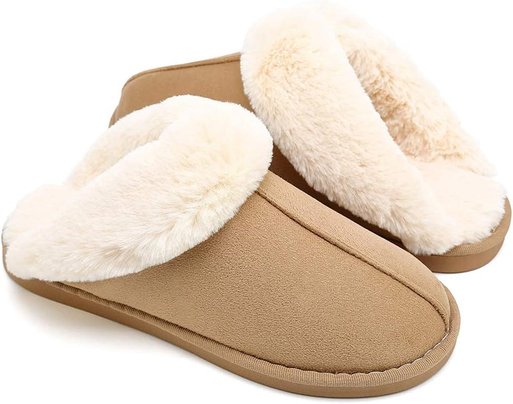 Womens Slippers Fur Slippers Ladies House Bedroom Shoes with Anti-Slip