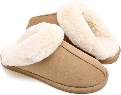 Womens Slippers Fur Slippers Ladies House Bedroom Shoes with Anti-Slip Sole for Indoor Outdoor