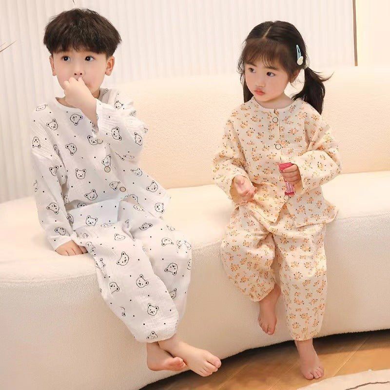 cartoon children's pajama set-Cartoon Cotton Children's Pajama Set-shopluxelook.store