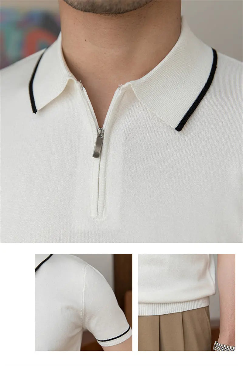 Versatile Slim Knitted POLO Shirt Retro Men shopluxelook.store