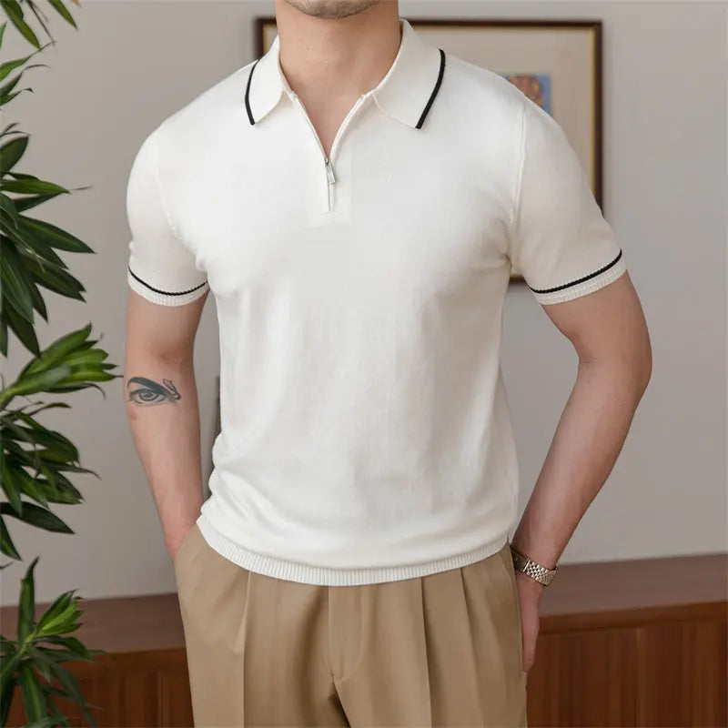 Versatile Slim Knitted POLO Shirt Retro Men shopluxelook.store