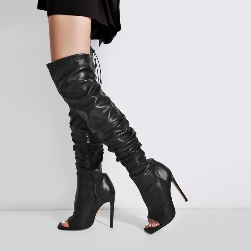 Women'S Stiletto Heel Zipper Knee/Thigh High Boots Peep/Close Toe Pull