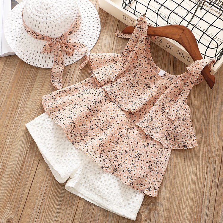 Chiffon sling two piece suit-Chiffon Sling Two-piece Suit Cool Girl Suit With Hat-shopluxelook.store