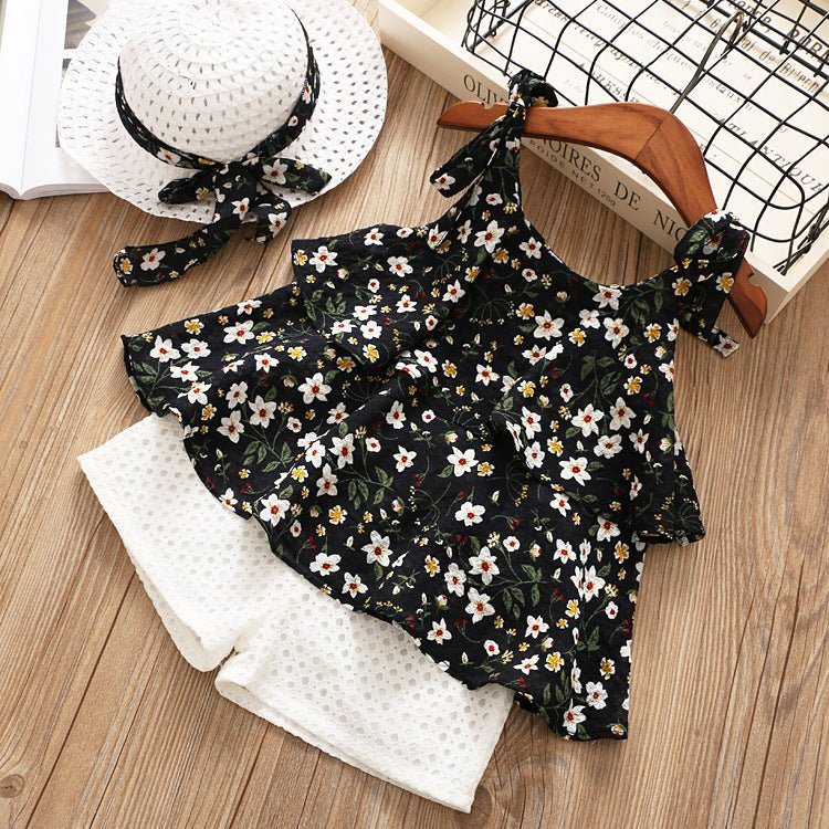 Chiffon sling two piece suit-Chiffon Sling Two-piece Suit Cool Girl Suit With Hat-shopluxelook.store