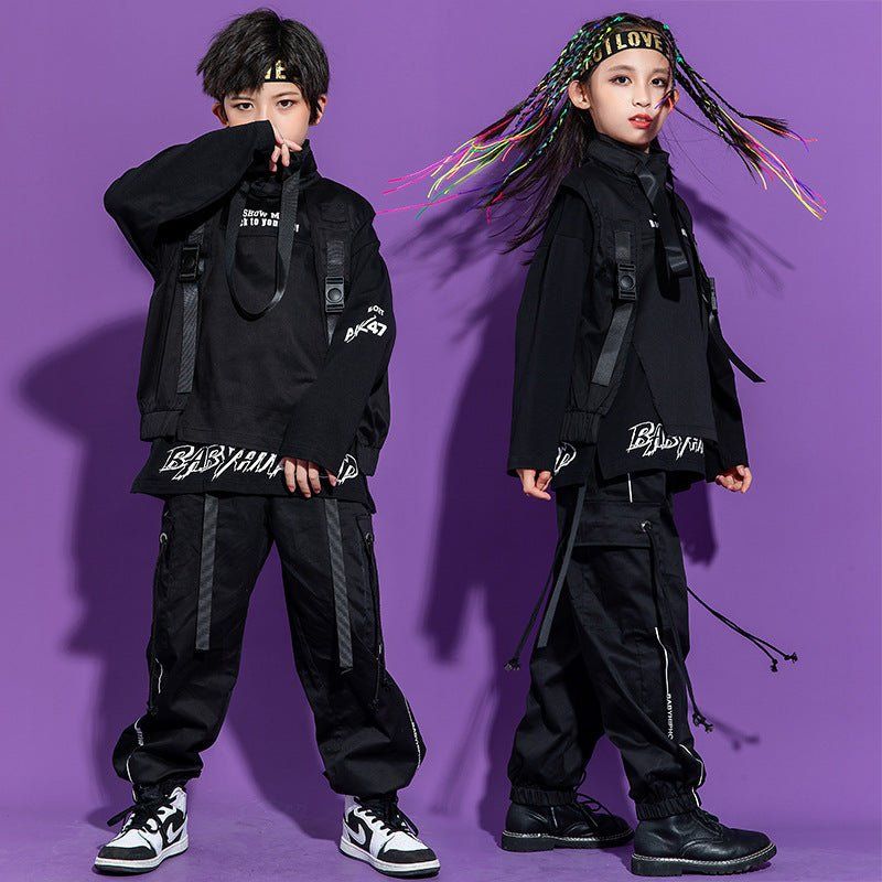 children hip hop clothes-Children Hip-hop Trendy Clothes Dark Costume-shopluxelook.store