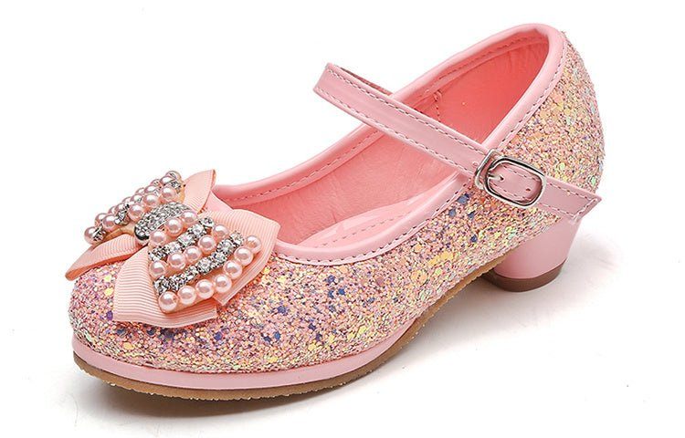 children's crystal shoes-Children's bow high heel crystal shoes-shopluxelook.store