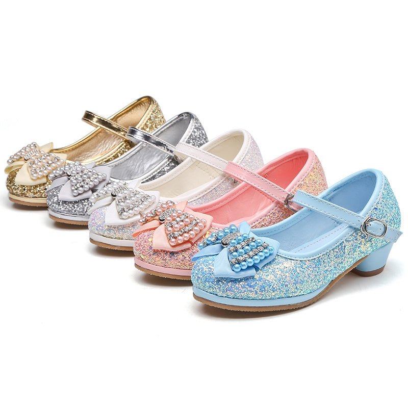 children's crystal shoes-Children's bow high heel crystal shoes-shopluxelook.store