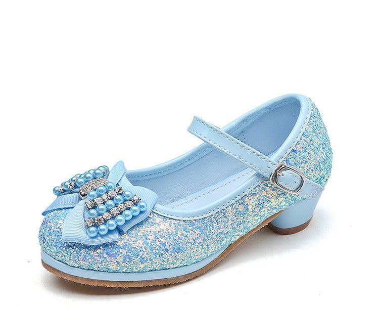 children's crystal shoes-Children's bow high heel crystal shoes-shopluxelook.store