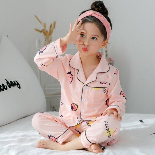 Children's clothing-Children's Clothing Girls Cute Printing Long-sleeved Home Wear, Big Children's Thin Cotton Pajamas Set-shopluxelook.store