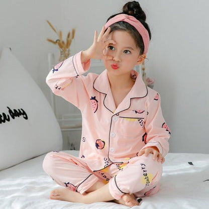 Children's Clothing Girls Cute Printing Long - sleeved Home Wear, Big Children's Thin Cotton Pajamas Set - Luxury 0 by Shop Luxe Look