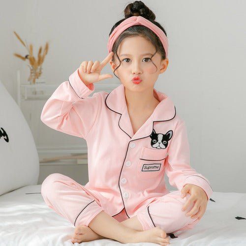 Children's Clothing Girls Cute Printing Long - sleeved Home Wear, Big Children's Thin Cotton Pajamas Set - Luxury 0 by Shop Luxe Look