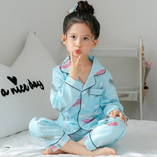 Children's clothing-Children's Clothing Girls Cute Printing Long-sleeved Home Wear, Big Children's Thin Cotton Pajamas Set-shopluxelook.store