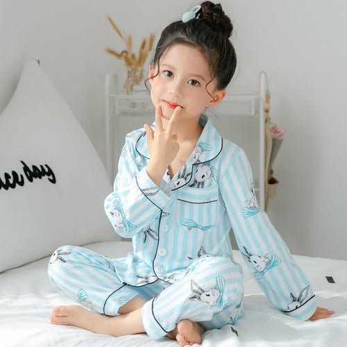 Children's Clothing Girls Cute Printing Long - sleeved Home Wear, Big Children's Thin Cotton Pajamas Set - Luxury 0 by Shop Luxe Look