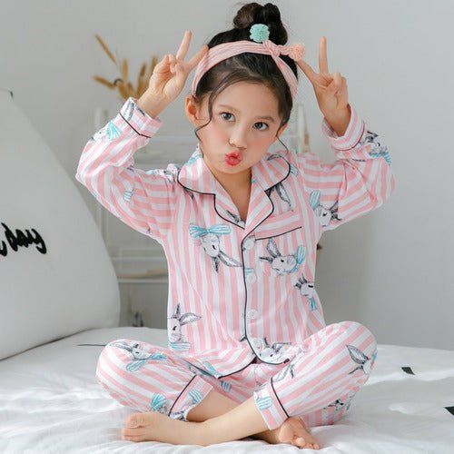 Children's Clothing Girls Cute Printing Long - sleeved Home Wear, Big Children's Thin Cotton Pajamas Set - Luxury 0 by Shop Luxe Look