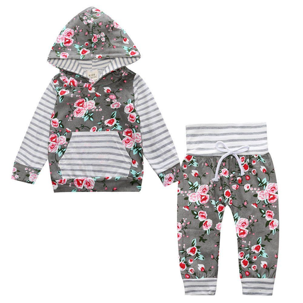 children's clothing-Children's Clothing New Middle And Small Children Autumn Floral Two-Piece Set-shopluxelook.store