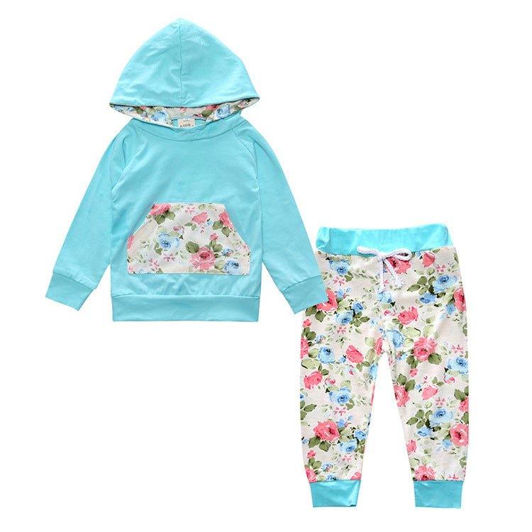 children's clothing-Children's Clothing New Middle And Small Children Autumn Floral Two-Piece Set-shopluxelook.store