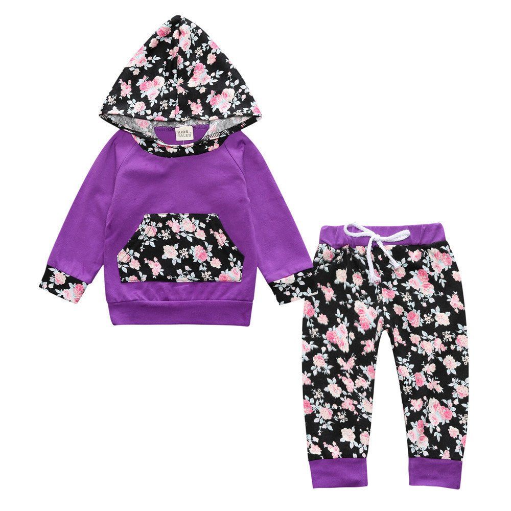 Children's Clothing New Middle And Small Children Autumn Floral Two - Piece Set - Luxury 0 by Shop Luxe Look