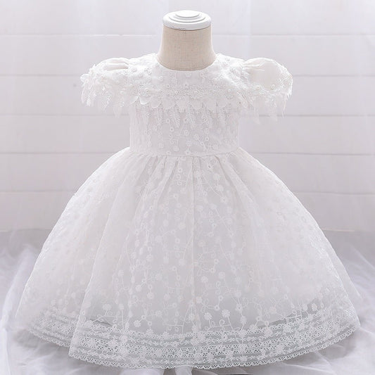 Children'S Dress Baby One Year Old Baby Princess Dress Embroidery White Wedding Dress Baby Wash Dress Dress-shopluxelook.store