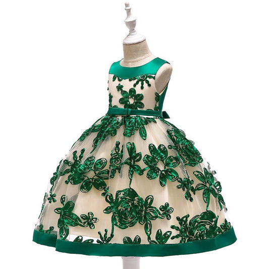 Children's dress girls applique princess dress