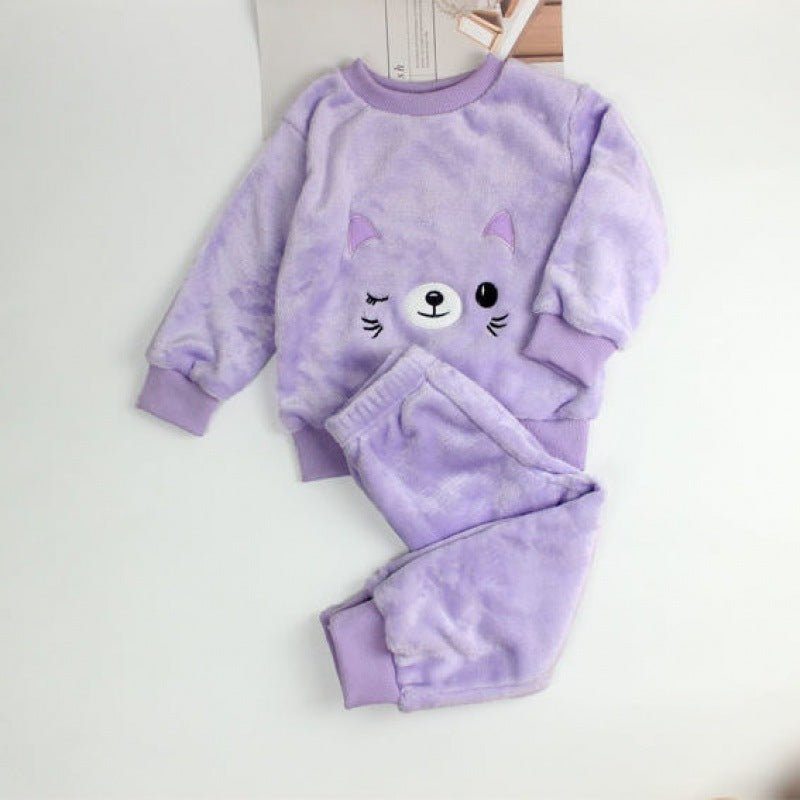 children's plush fleece-Children's Plush Thick Coral Fleece Home Clothes-shopluxelook.store