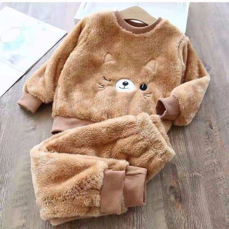 children's plush fleece-Children's Plush Thick Coral Fleece Home Clothes-shopluxelook.store