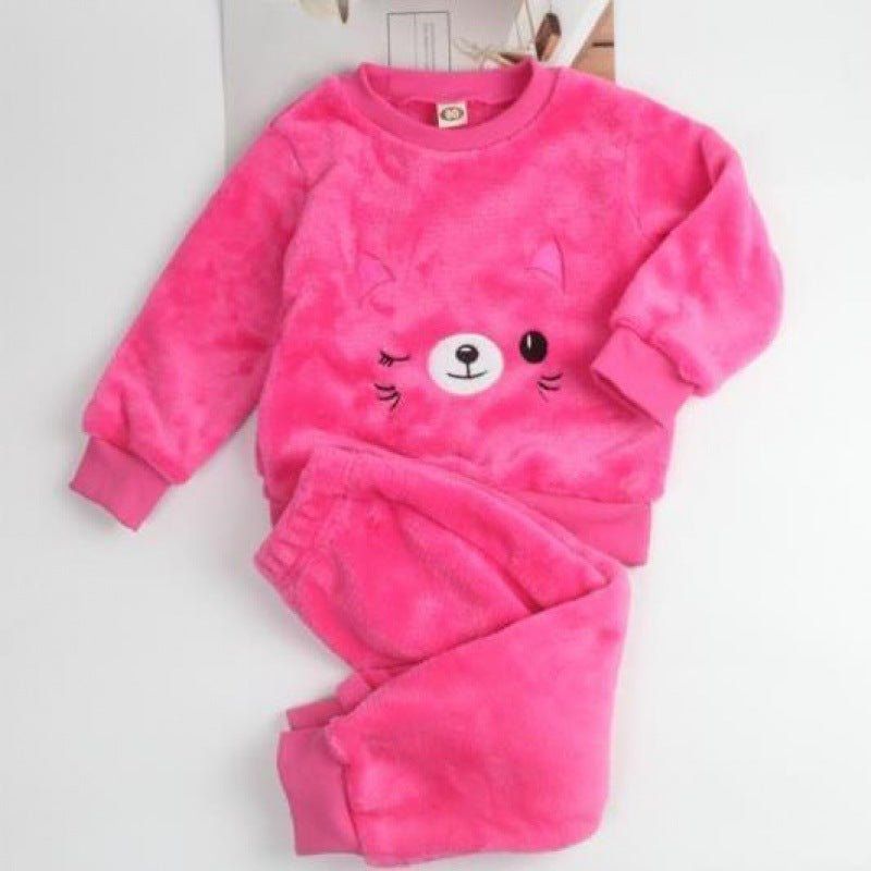 Children's Plush Thick Coral Fleece Home Clothes - Luxury 0 by Shop Luxe Look