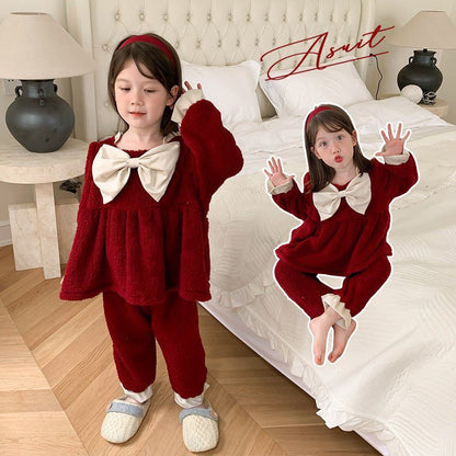 Coral Velvet Princess Little Girl Home Service Two - piece Suit - Luxury 0 by Shop Luxe Look