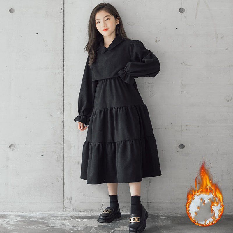 corduroy children's clothing-Corduroy Cotton Children's Clothing Trendy Fan Thick Warm Skirt-shopluxelook.store