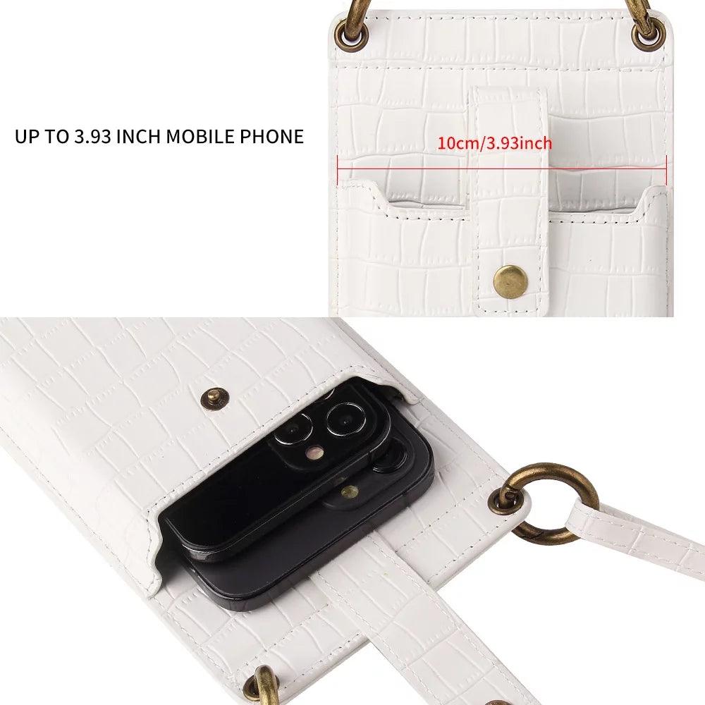 Crossbody Cell Phone Bag for Women, Shoulder Purse Card Wallet Pouch with Credit Card Slots and Mirror-shopluxelook.store