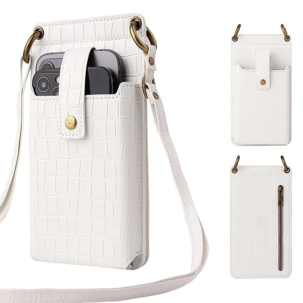 Crossbody Cell Phone Bag for Women, Shoulder Purse Card Wallet Pouch with Credit Card Slots and Mirror-shopluxelook.store