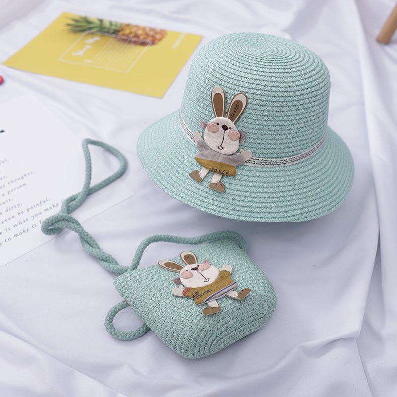 Cute Rabbit Decoration Bag Two - Piece Straw Hat - Luxury 0 by Shop Luxe Look