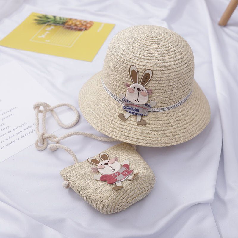 cute rabbit decoration bag-Cute Rabbit Decoration Bag Two-Piece Straw Hat-shopluxelook.store