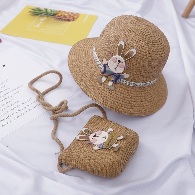 Cute Rabbit Decoration Bag Two - Piece Straw Hat - Luxury 0 by Shop Luxe Look