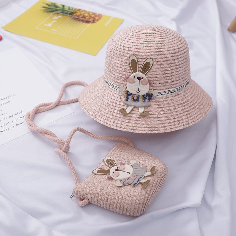 cute rabbit decoration bag-Cute Rabbit Decoration Bag Two-Piece Straw Hat-shopluxelook.store