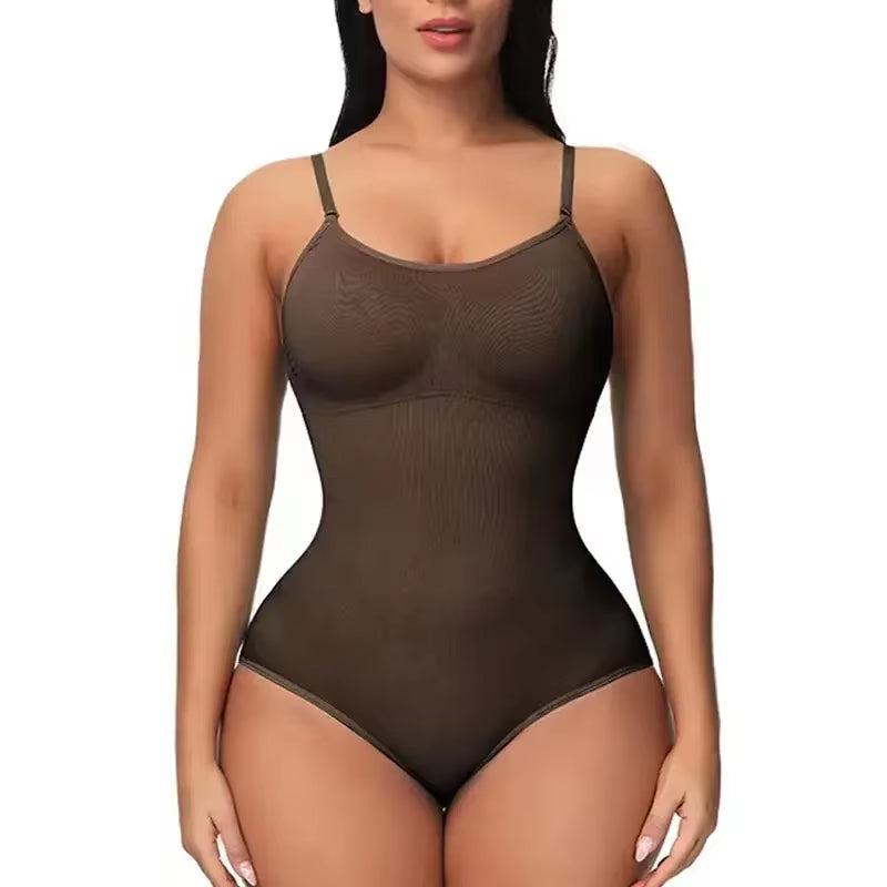 1 Piece Solid Seamless Shaping Shapewear Bodysuit, Tummy Control Butt 