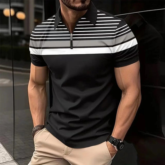 Business Striped Versatile T-shirt Men shopluxelook.store