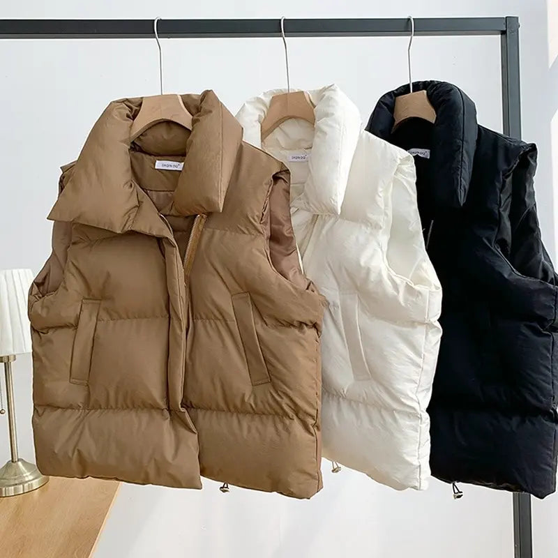 Autumn Winter Y2K Vest Women Thick Warm down Vest Harajuku Loose Jacke