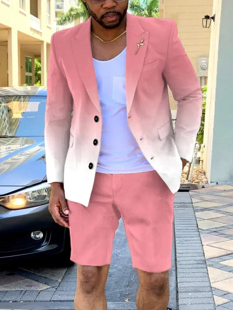 British Style Casual Gradient Color Suit Shorts Suit Men shopluxelook.store