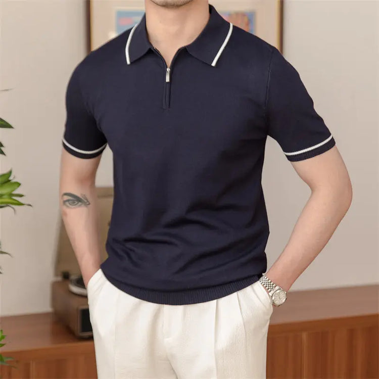 Versatile Slim Knitted POLO Shirt Retro Men shopluxelook.store