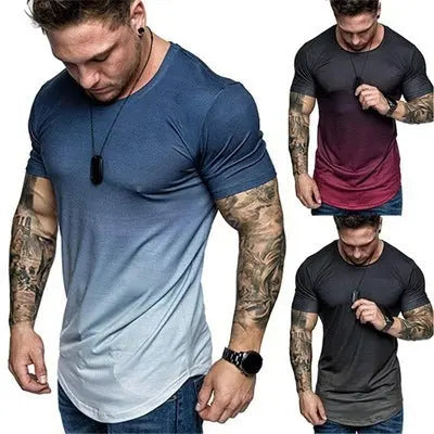 Gradient T-shirt Summer Round Neck Short Sleeve T-shirt Men shopluxelook.store