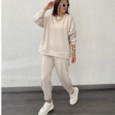 Metal Button Long Sleeve Shirt Sports Casual Ankle Banded Pants Suit shopluxelook.store