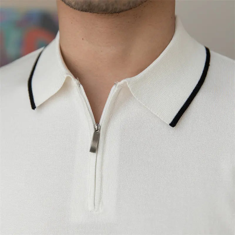 Versatile Slim Knitted POLO Shirt Retro Men shopluxelook.store