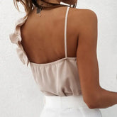 Sexy Temperament Backless Ruffled Spaghetti Straps Top For Women shopluxelook.store