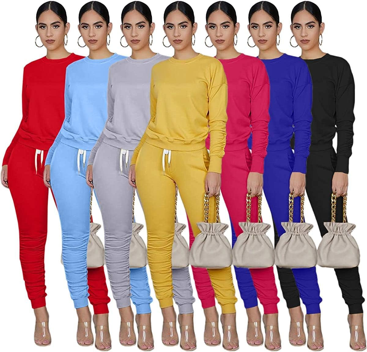 Women'S Two Piece Outfit Joggers Sets Lounge Sweatsuit Tracksuit Sweat