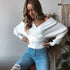 Autumn And Winter Off-the-shoulder Fitted Waist Long-sleeved Sweater Pullover shopluxelook.store