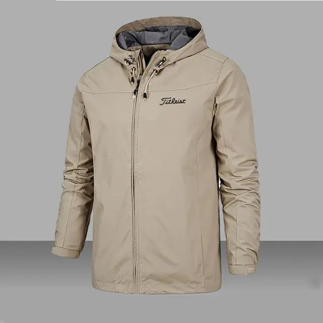 Men's Waterproof Windbreaker Jacket - Khaki / Small