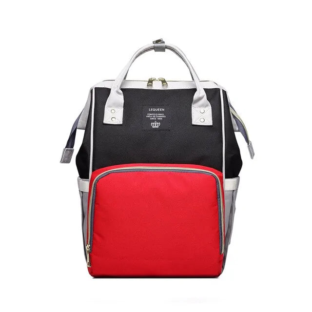 Fashion Maternity Nappy Bag - Black/Red/Gray