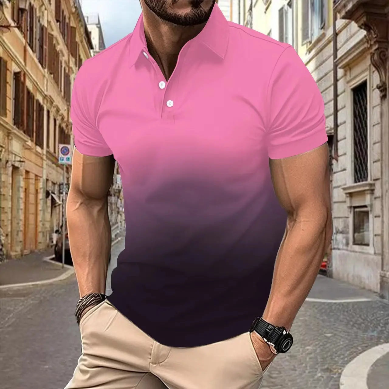 Pixie Gradient Pocket Polo Shirt Men shopluxelook.store