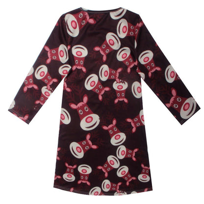 Fashion Casual Santa Printed Long Sleeve Girls Dress - Luxury 0 by Shop Luxe Look