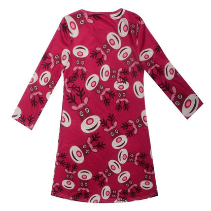 Fashion Casual Santa Printed Long Sleeve Girls Dress - Luxury 0 by Shop Luxe Look